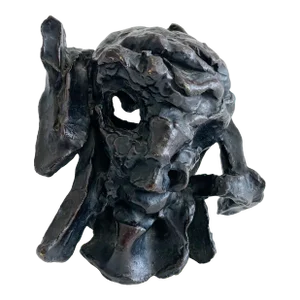 Mid Century Abstract Face Bronze Sculpture by Jean Robert Ipousteguy (1920-2006)