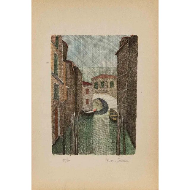 Etching and drypoint realized by Alcione Gubellini in the mid-20th Century. Edition of 16. Hand signed and numbered in...