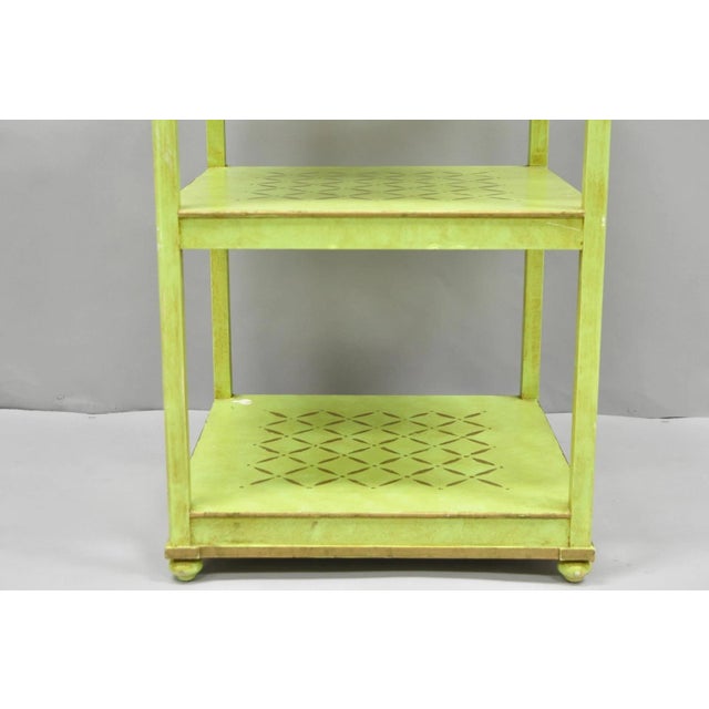 Vintage Italian Venetian Green Distress Painted 3 Tier French Country Side Table For Sale - Image 15 of 16