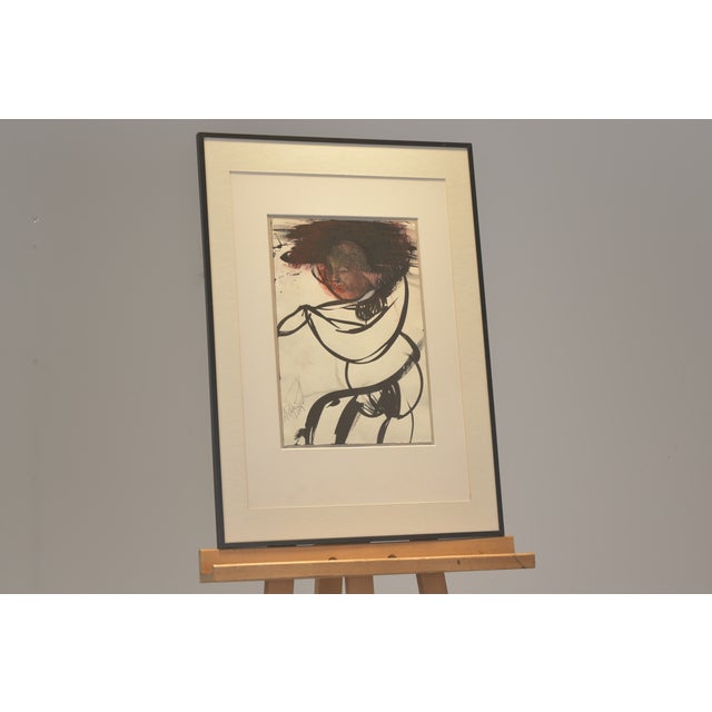 "Abstract Figure" A. Schnell 2009 Mixed media, framed under glass with passe-partout This piece has an attribution mark, I...