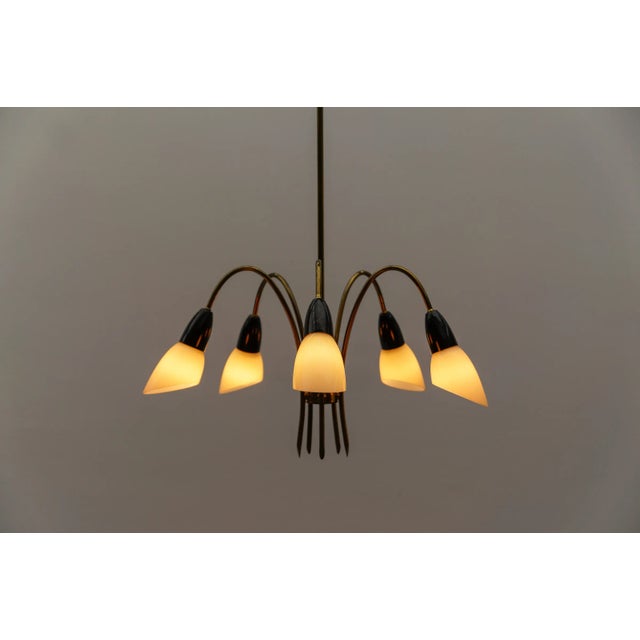 Gold Vintage Italian Brass Spider Lamp with Glass Shades, 1950s For Sale - Image 8 of 13