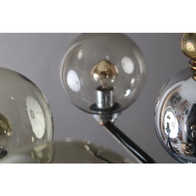 Art Nouveau Chandelier in Chrome and Brass, 1920s For Sale - Image 6 of 18