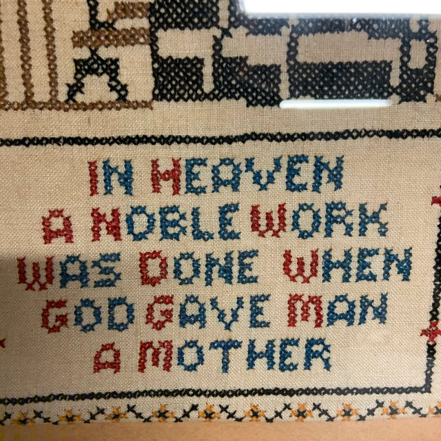 Folk Art Antique Cross-Stitch God Gave Man a Mother For Sale - Image 3 of 4