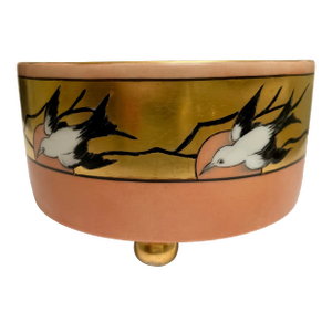 Late 19th Century Apricot Hand-Painted Limoges Fruit Bowl With Swallows Motif