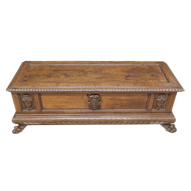 Mid 19th Century Large Antique Italian Renaissance Style Walnut Cassone ...