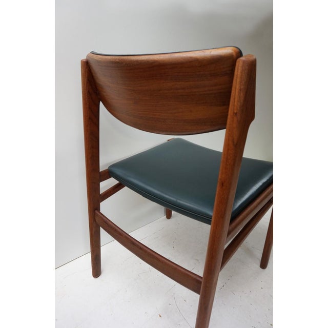 Scandinavian Teak and Green Leatherette Dining Chairs, 1960s, Set of 4 For Sale - Image 9 of 18