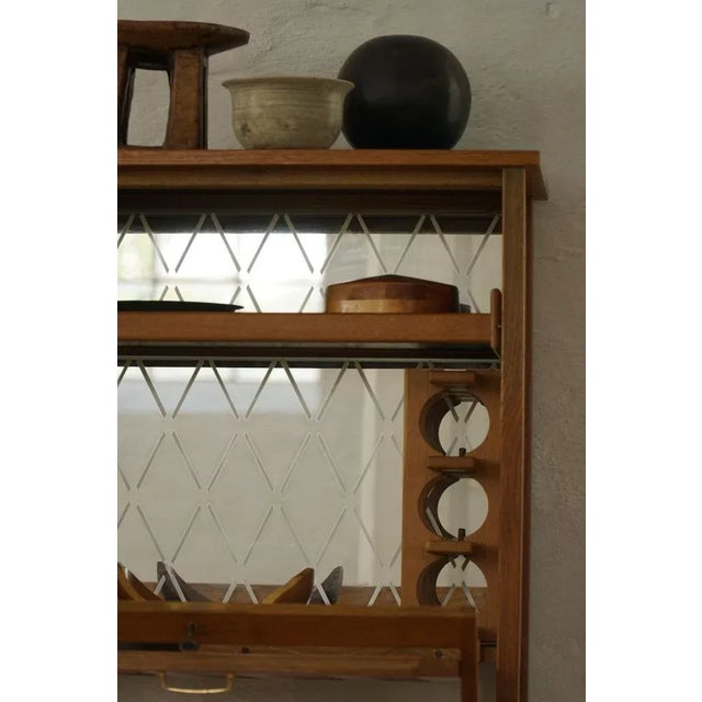 Mid-Century Modern Danish Bar Cabinet in Oak with Green Glass, 1960s For Sale - Image 10 of 18