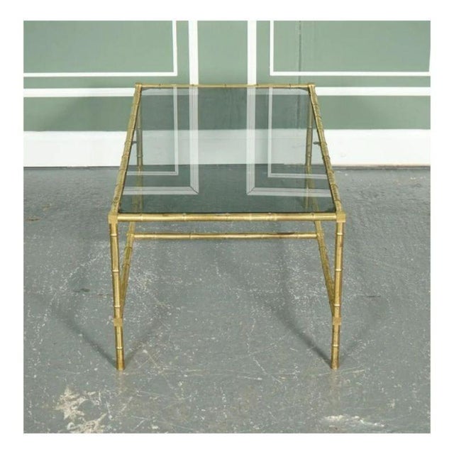 1960s Hollywood Regency Golden Bamboo Coffee and Side Tables on Castors, 1960s, Set of 3 For Sale - Image 5 of 13