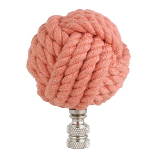 Nautical Knot Lamp Finial in Salmon Pink on Chrome Hardware For Sale