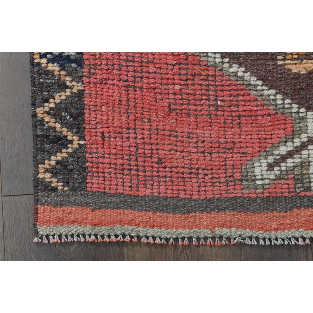 Pink 1970s Vintage Turkish Handmade Wool & Cotton Pink Runner Rug For Sale - Image 8 of 11