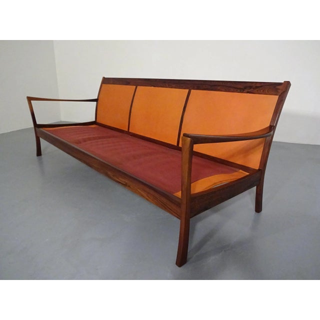 Rosewood and Leather Sofa, Denmark, 1960s For Sale - Image 6 of 18