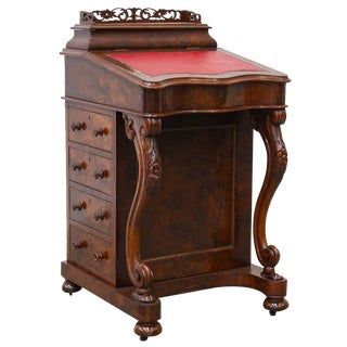 Mid-19th Century Davenport Secretaire in Burl Walnut For Sale