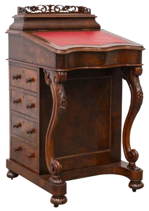 Mid-19th Century Davenport Secretaire in Burl Walnut