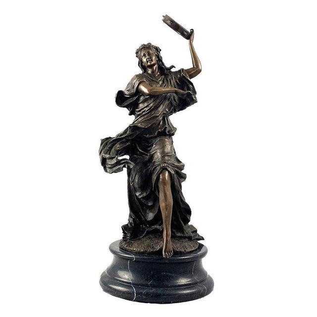 20th Century Bronze Figure of a Female Dancer with Tambourine For Sale - Image 3 of 9