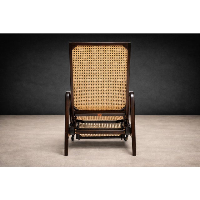 Wood Reclining Sun Chaise Lounge in Hardwood and Caning by Walter Gerdau, Brazil, 1940s - Lot 183 For Sale - Image 7 of 13