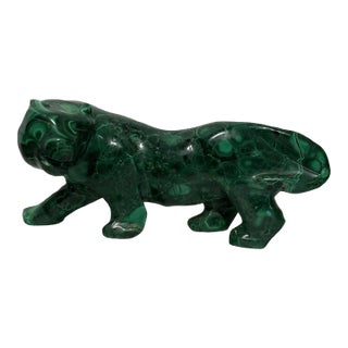 Vintage Malachite Panther Sculpture For Sale