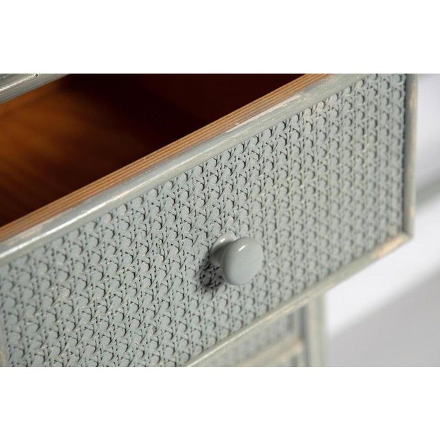 Vintage Distressed Rattan and Bamboo Headboard and Bedside Tables, 1970s, Set of 4 For Sale - Image 6 of 17