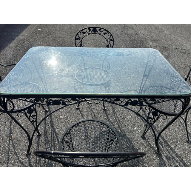 Russell Woodard Vintage Chantilly Rose Wrought Iron Patio Set by Russell Woodard, Attributed For Sale - Image 4 of 8