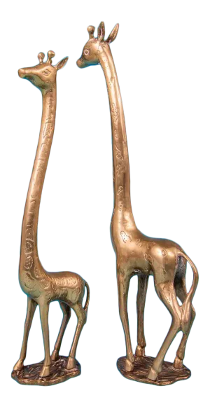 Vintage 1970's Solid Brass Giraffes - a Pair