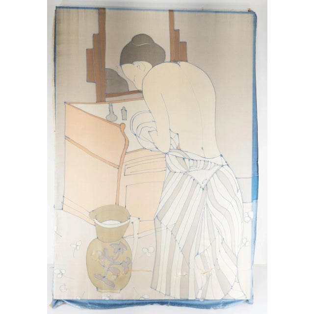 Textile 20th Century Decorative Print on Silk After "Woman Bathing" by Mary Cassatt For Sale - Image 7 of 7