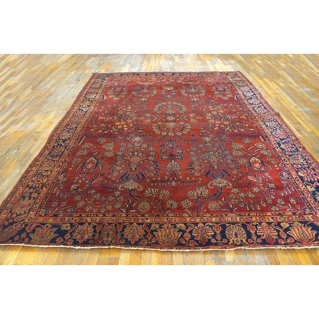Red 1920s Red Rust Field Shah Abbas Floral Antique Sarouk Knotted Wool Carpet Rug For Sale - Image 8 of 8