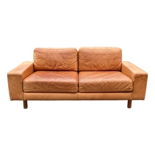 Vintage Danish Cognac Leather Sofa, 1980s For Sale