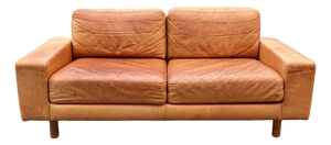 Vintage Danish Cognac Leather Sofa, 1980s