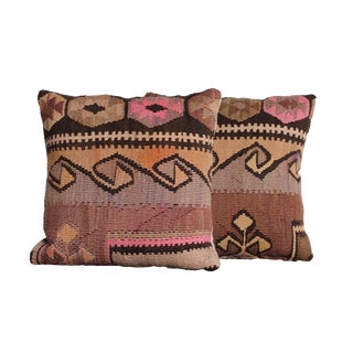 Colorful Kilim Throw Pillows - a Pair For Sale