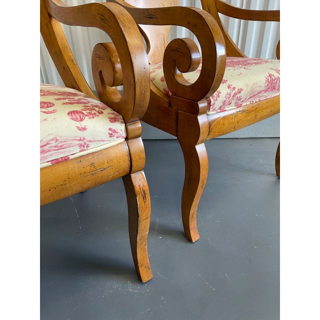 Tan Vintage Biedermeier Style Upholstered Arm Chairs by Drexel Heritage - a Pair For Sale - Image 8 of 12