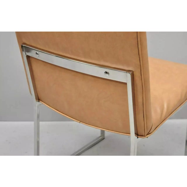 Milo Baughman Mid 20th Century Vintage Milo Baughman Style Mid Century Modern Chrome Floating Frame Dining Side Chair For Sale - Image 4 of 9