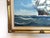 Striking vintage oil on canvas depicting a majestic sailing ship cutting through lively ocean waves beneath a bright blue...