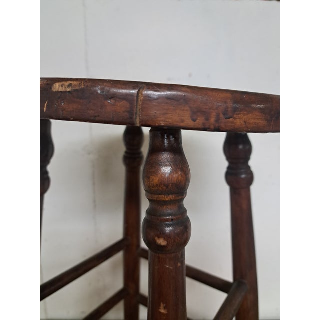 Brown Vintage Wooden Factory Stool For Sale - Image 8 of 9