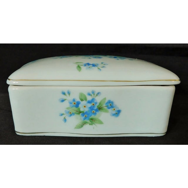 Vintage Andrea by Sadek Blue & White Floral Porcelain Trinket Dresser Box For Sale - Image 4 of 11