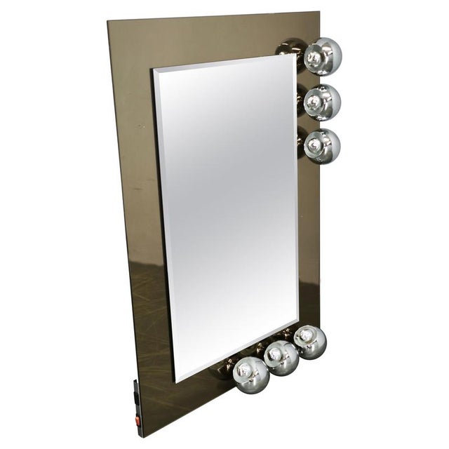 Space Age Italian Mirror with Six Chrome Eyeball Lights, 1970s For Sale - Image 12 of 12