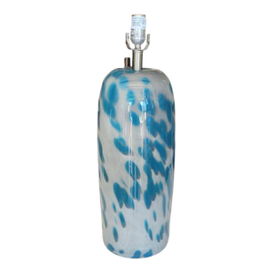 Vintage Murano Glass Blue Metallic Leopard Cylindrical Table Lamp