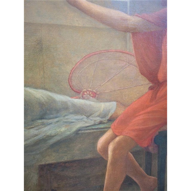 Neoclassical Scene Depicting Young Emperor with Muses, 19th Century, Large Oil on Canvas, Framed For Sale - Image 15 of 18