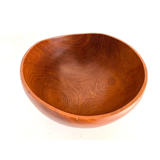 Mid 20th Century Organic Modern Extra Large Hand Turned Teak Wood Bowl For Sale - Image 15 of 15