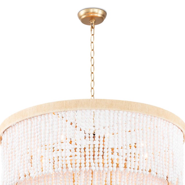 Coastal Regina Andrew Waterfall White Bead Chandelier For Sale - Image 3 of 7