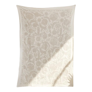 Heirloom Ecru Hand-Embroidered Suzani Throw