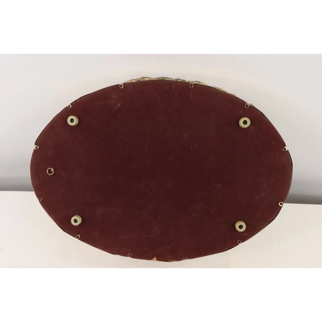 Vintage 70s Mid Century Modern MCM Oval Metal Floral Geometric Mirrored Vanity Tray For Sale - Image 6 of 6