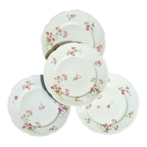 Antique French Limoges Floral Dinner Plates - Set of 4
