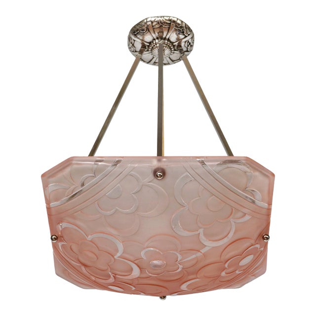 French Art Deco Pendant Light by Degue - 1930 France For Sale