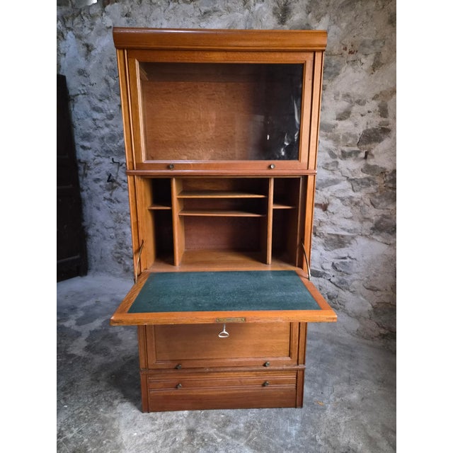 Wood French Modular Oak Secretary Desk with Bookcase & Vitrine from Martin Dupuis, 1950s For Sale - Image 7 of 18