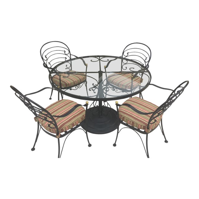 Early 21st Century Woodard Wrought Iron Patio Set 5 Pieces Chairish