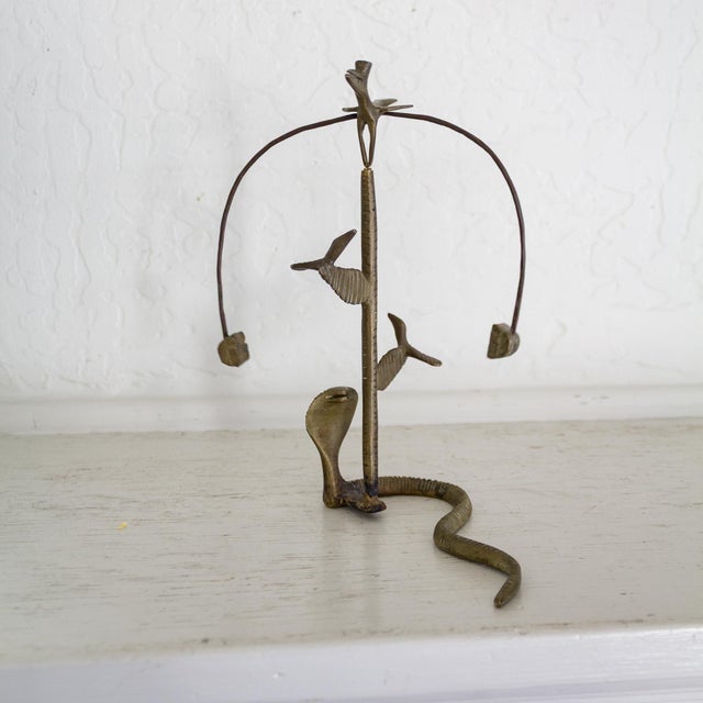 Brass Cobra Snake Cactus and Toucan Bird Kinetic Sculpture For Sale - Image 6 of 12