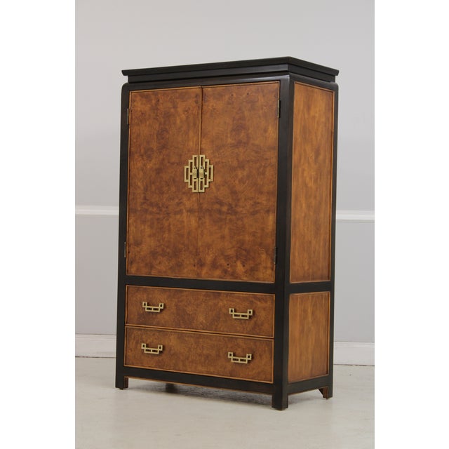 Chinoiserie Century Chinoiserie Style Burlwood Armoire For Sale - Image 3 of 13