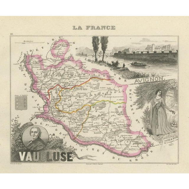 Antique Map of the Vaucluse, Avignon and Petrarchs Laura, 1860 For Sale - Image 12 of 12