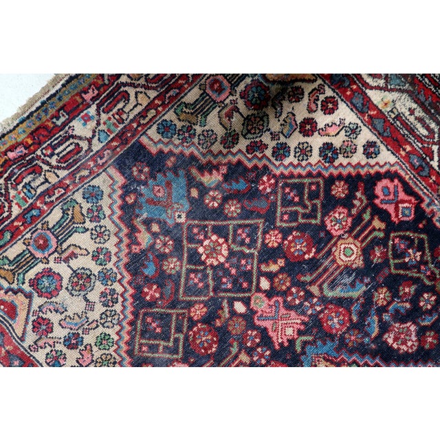 Sky Blue Antique Persian Hamadan Handmade Rug 3.8' X 6.7' 1920s For Sale - Image 8 of 13
