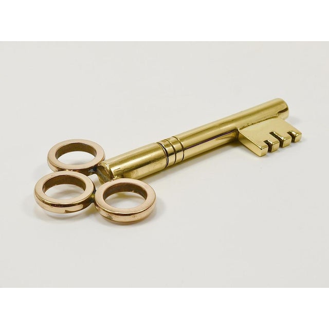 Large Brass Key Corkscrew Bottle Opener Paperweight attributed to Carl Auböck, Austria, 1950s For Sale - Image 17 of 18