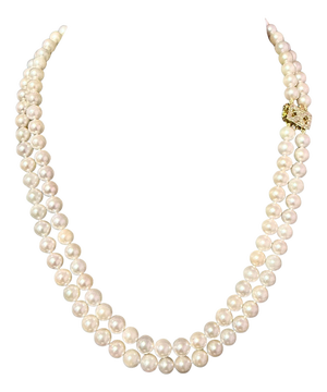 Akoya Pearl Diamond Necklace 17" 6.34 mm 18k Gold Estate Certified $5950